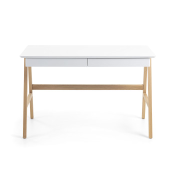 Dyana bord i hvidlakeret MDF med ben i massivt asketræ 120 x 60 cm