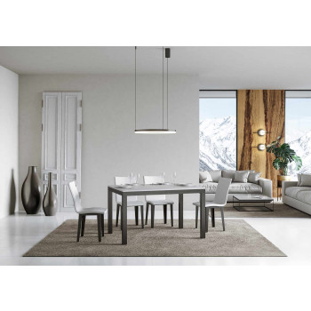 Everyday Evolution bord med antracit ben og stel D.90 - Udtræksbord 90x120/380 cm Everyday Evolution Hvid Ask med antracit ben og stel