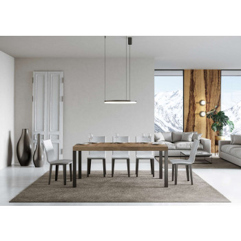 Hverdagsbord med antracitben D.90 - Udtræksbord 90x200/460 cm Hverdagshvid ask med antracitben