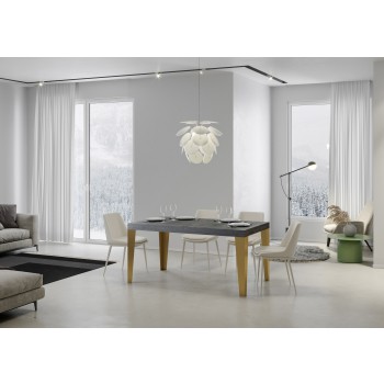 Flame Gold Bord - Udtræksbord 90x180/440 cm Flame Hvid Ask Guld Stel