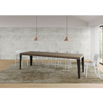 Flame Premium bord med antracitben D.90 - Udtræksbord 180/440x90 cm Flame Premium hvid ask med antracitben