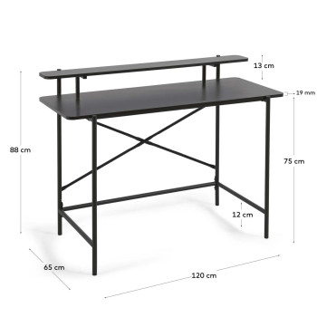 Galatia sort melaminbord med sortmalede metalben 120 x 60 cm