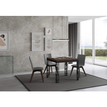 Ghibli Libra antracit bord - 90x90/180 cm Ghibli Libra klapbord i naturlig eg med antracit stel