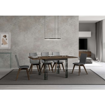 Ghibli Libra antracit bord - 90x90/180 cm Ghibli Libra klapbord i naturlig eg med antracit stel