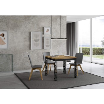Ghibli Libra antracit bord - 90x90/180 cm Ghibli Libra klapbord i naturlig eg med antracit stel