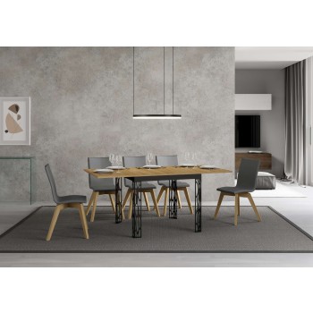 Ghibli Libra antracit bord - 90x90/180 cm Ghibli Libra klapbord i naturlig eg med antracit stel