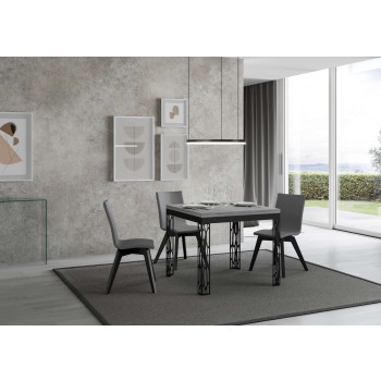 Ghibli Libra antracit bord - 90x90/180 cm Ghibli Libra klapbord i naturlig eg med antracit stel