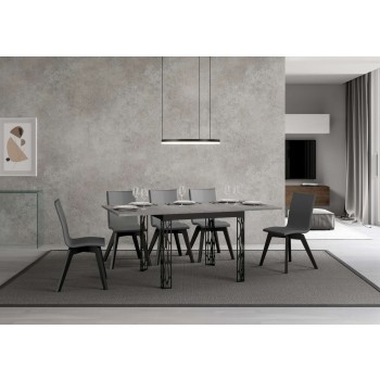 Ghibli Libra antracit bord - 90x90/180 cm Ghibli Libra klapbord i naturlig eg med antracit stel