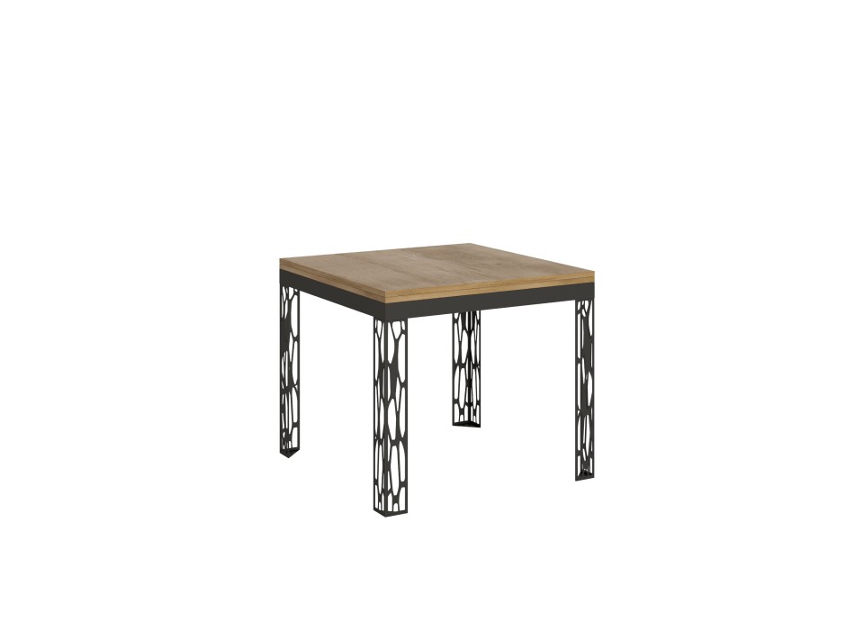 Ghibli Libra antracit bord - 90x90/180 cm Ghibli Libra klapbord i naturlig eg med antracit stel