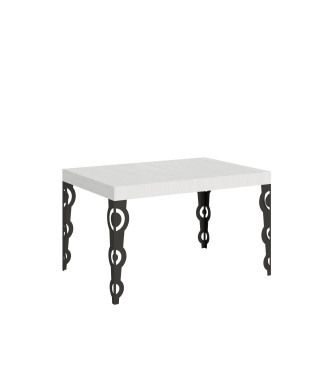 Karamay bord med antracitben D.90 - Karamay udtræksbord 120/380x90 cm hvid ask med antracitben