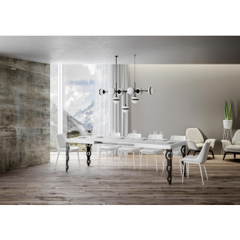 Karamay bord med antracitben D.90 - Udtræksbord 200/460x90 cm Karamay hvid ask med antracitben