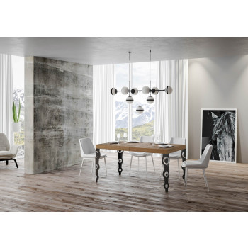 Karamay bord med antracitben D.90 - Udtræksbord 200/460x90 cm Karamay hvid ask med antracitben