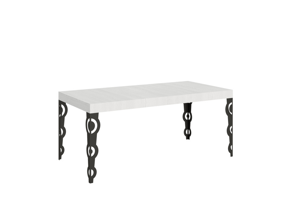 Karamay bord med antracitben D.90 - Udtræksbord 200/460x90 cm Karamay hvid ask med antracitben