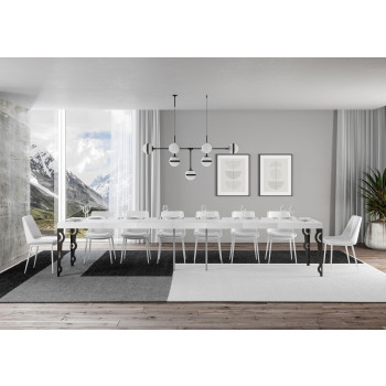 Karamay Premium bord med antracitben D.90 - Udtræksbord 140/400x90 cm Karamay Premium hvid ask med antracitben