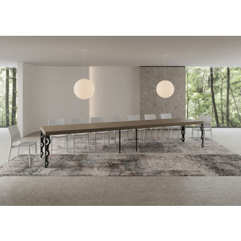 Karamay Premium bord med antracitben D.90 - Udtræksbord 200/460x90 cm Karamay Premium hvid ask med antracitben