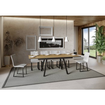 Mirhi Bord - Udtræksbord 90x160/220 cm Mirhi Hvid Ask Antracit Stel