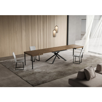 Niket bord med antracitben D.90 - Niket udtræksbord 90x130/390 cm hvid ask med antracitben