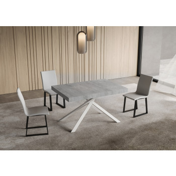 Niket bord med hvide ben D.90 - Udtræksbord 90x120/224 cm Niket hvid ask med hvide ben