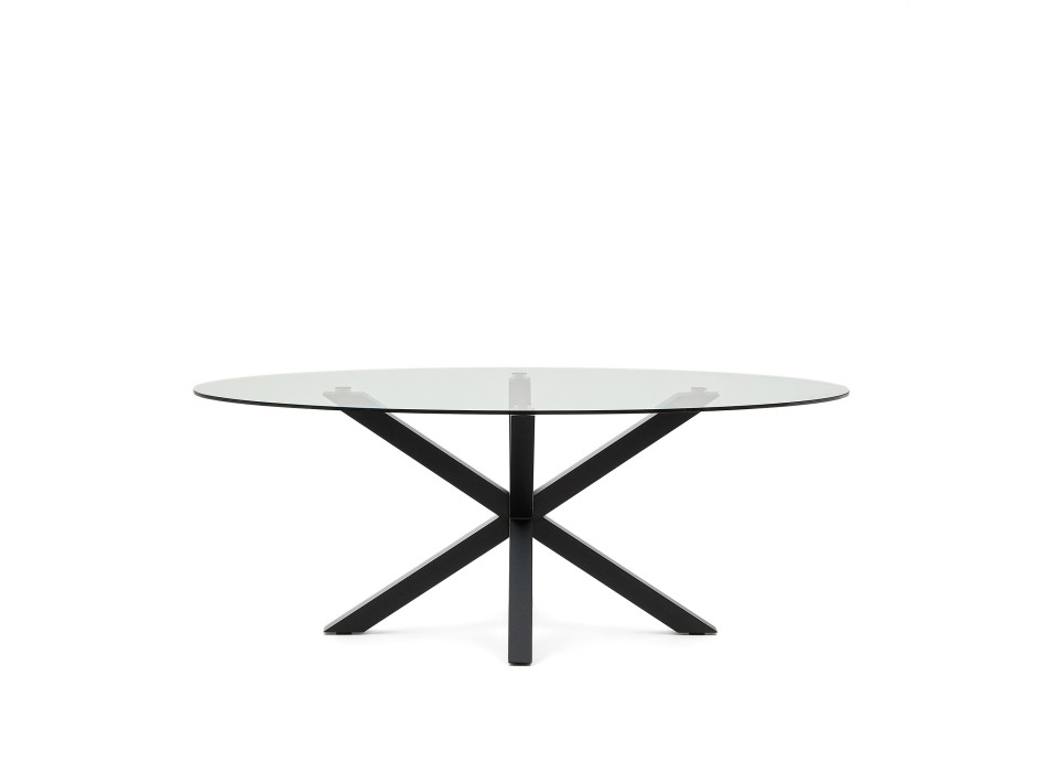 Argo ovalt glasbord med stålben og sort finish, Ø 200 x 100 cm