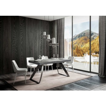 Proxy Antracitbord - Udtræksbord 90x160/264 cm Proxy Hvid Ask Antracit Stel