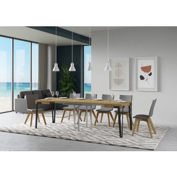 Rio Bord - Udtræksbord 90x90/246 cm Rio Hvid Ask Antracit Stel
