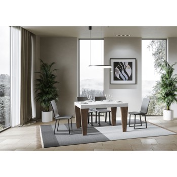 Spimbo Mix Bord - Udtræksbord 90x130/234 cm Spimbo Mix med hvid asketræsplade og ben i valnød