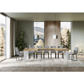 Spimbo Mix Bord - Udtræksbord 90x160/264 cm Spimbo Mix med bordplade i hvid ask og ben i valnød