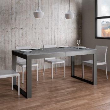 Tecno Evolution Bord P.90 - Udtræksbord 160/420x90 cm Tecno Evolution hvid asketræsstel og antracitgrå ben