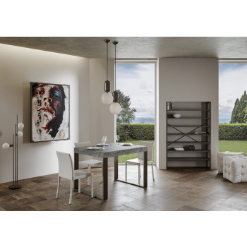 Tecno Premium bord D.90 - Udtræksbord 120/224x90 cm Tecno Premium hvid ask med antracit ben