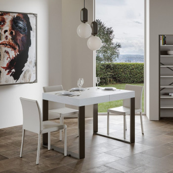 Tecno Premium bord D.90 - Udtræksbord 120/224x90 cm Tecno Premium hvid ask med antracit ben