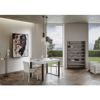 Tecno Premium bord D.90 - Udtræksbord 120/224x90 cm Tecno Premium hvid ask med antracit ben