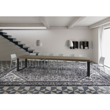 Tecno Premium bord D.90 - Udtræksbord 120/380x90 cm Tecno Premium hvid ask med antracit ben