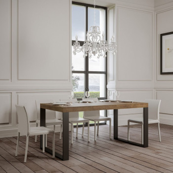 Tecno Premium bord D.90 - Udtræksbord 180/440x90 cm Tecno Premium hvid ask med antracit ben