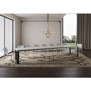 Tecno Premium bord D.90 - Udtræksbord 180/440x90 cm Tecno Premium hvid ask med antracit ben