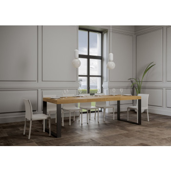 Tecno Premium bord D.90 - Udtræksbord 180/440x90 cm Tecno Premium hvid ask med antracit ben