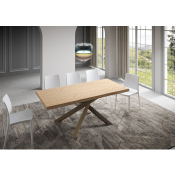 Versalux Barkede massive træbordben 4/C - Fast bord 90x200 cm Versalux Barkede egetræsben 4/C