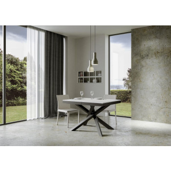 Volantis Evolution bord med antracit ben og stel D.90 - Udtræksbord 120/380x90 cm Volantis Evolution hvid ask med antracit stel og ben