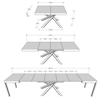 Volantis Evolution bord med antracit ben og stel D.90 - Udtræksbord 120/380x90 cm Volantis Evolution hvid ask med antracit stel og ben