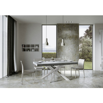 Volantis bord med hvide ben D.90 - Udtræksbord 160/264x90 cm Volantis hvid ask med hvide ben