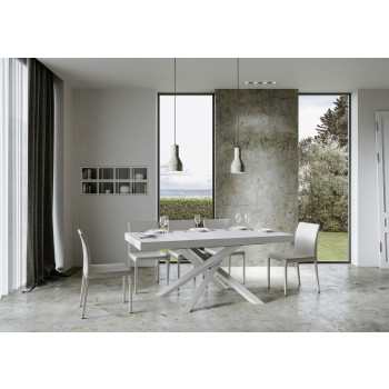 Volantis bord med hvide ben D.90 - Udtræksbord 160/264x90 cm Volantis hvid ask med hvide ben