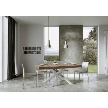 Volantis bord med hvide ben D.90 - Udtræksbord 160/264x90 cm Volantis hvid ask med hvide ben