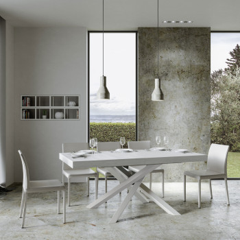 Volantis bord med hvide ben D.90 - Udtræksbord 160/420x90 cm Volantis hvid ask med hvide ben