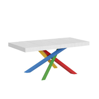 Volantis Premium Color 4/B bord P.90 - Udtræksbord 120/380x90 cm Volantis Premium hvid ask flerfarvede ben 4/B