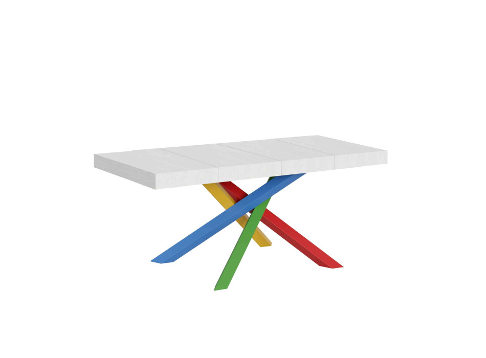Volantis Premium Color 4/B bord P.90 - Udtræksbord 120/380x90 cm Volantis Premium hvid ask flerfarvede ben 4/B