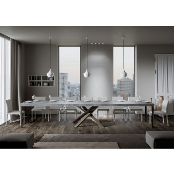 Volantis Premium Color 4/C bord P.90 - Udtræksbord 160/420x90 cm Volantis Premium hvid ask flerfarvede ben 4/C