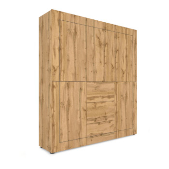  - Ψηλός μπουφές 5 πορτών/3 συρταριών 150x35x165 cm Elios γυαλιστερό λευκό