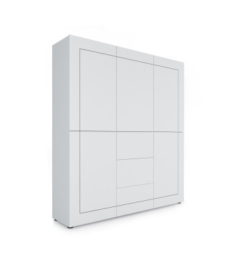  - Ψηλός μπουφές 5 πορτών/3 συρταριών 150x35x165 cm Elios γυαλιστερό λευκό