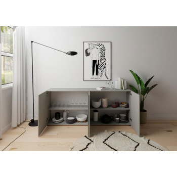 - Μπουφές 4 θυρών 200x40x83,5 cm Elios γυαλιστερό λευκό