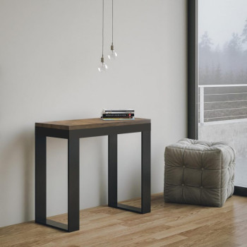 Επεκτεινόμενο τραπέζι κονσόλας 90x40/196 cm Tecno Small Evolution σε ανθρακί χρώμα