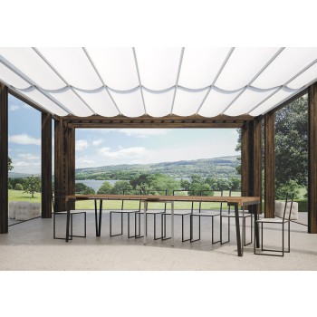 Κονσόλα Rio με ανθρακί σκελετό - 90x40/300 cm Επεκτεινόμενη κονσόλα Rio σε φυσική δρυ με ανθρακί σκελετό